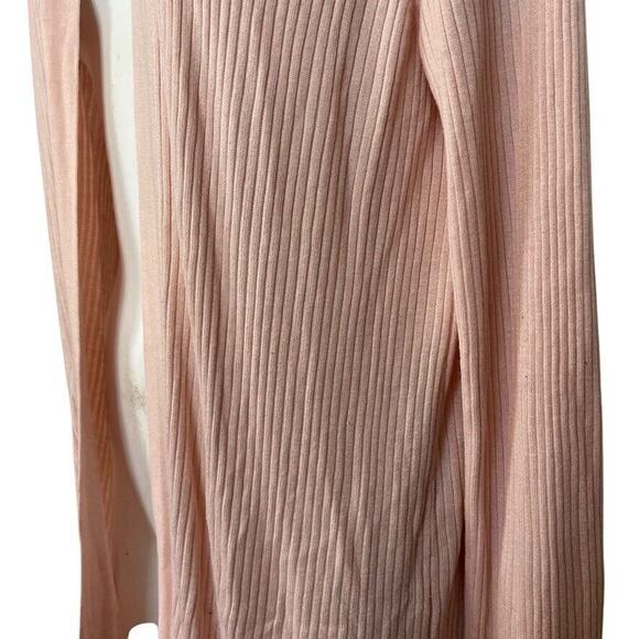 Ann Taylor Loft Open Ribbed Pastel Pink Longline Thin Cardigan Sweater sz L - Picture 9 of 16